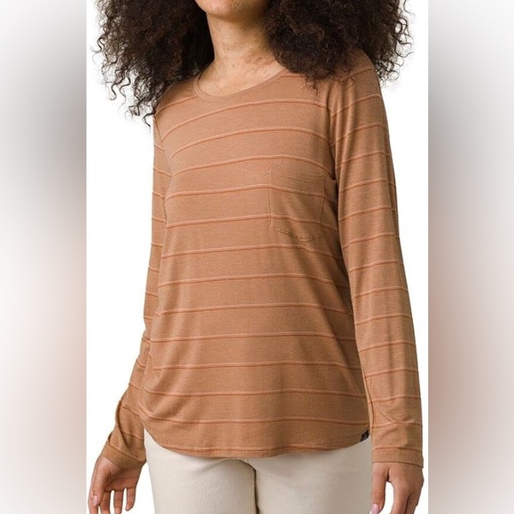 Prana Women's Brown Striped Blouse - Picture 1 of 6